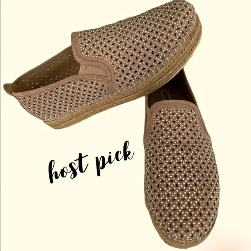 Steve‎ Madden Sequined Canvas Espadrilles 39 Coastal Chic Vacation Cruisewear